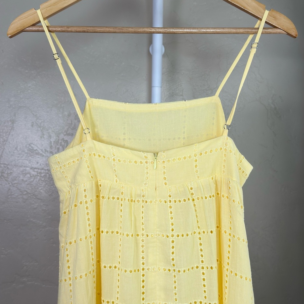 Commense Yellow Cotton Eyelet Maxi Dress XS Backless Adjustable Straps NWT - Picture 8 of 12